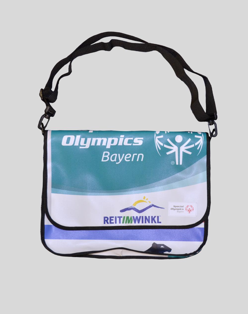 Bag made from recycled banner material in laptop format - Special Olympics Bayern