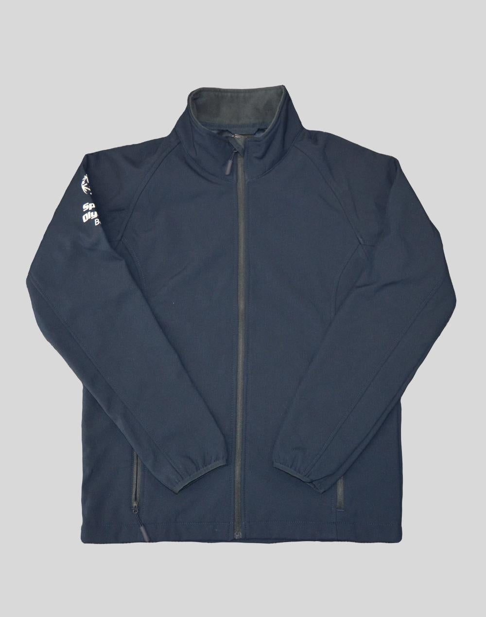 Vorderseite Softshelljacke in Blau von SOBY